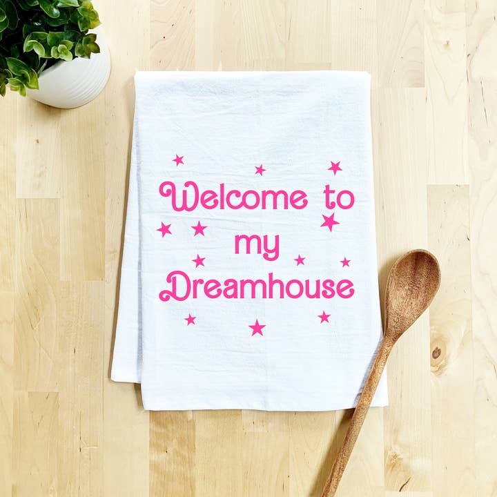 Moonlight Makers - Vendita all'ingrosso Strofinacci - Welcome To My Dreamhouse - Strofinacci da cucina bianchi, inchiostro rosa