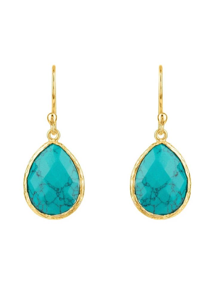 Petite Drop Earrings Arizona Turquoise Gold for wholesale by Latelita