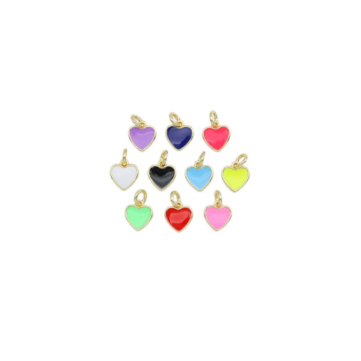 BestBeads&Beyond - Wholesale Individual Charm/Pendant - Colorful Enamel Gold Heart Charm, Sku#ML74c1