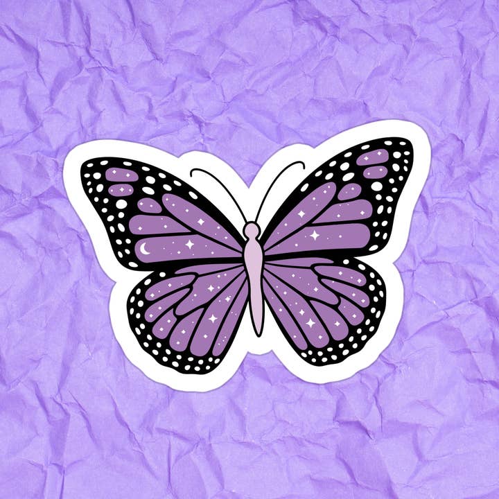 Cute Celestial Butterfly Waterproof Vinyl Sticker for wholesale by Stickers+ X Ashley Bexar