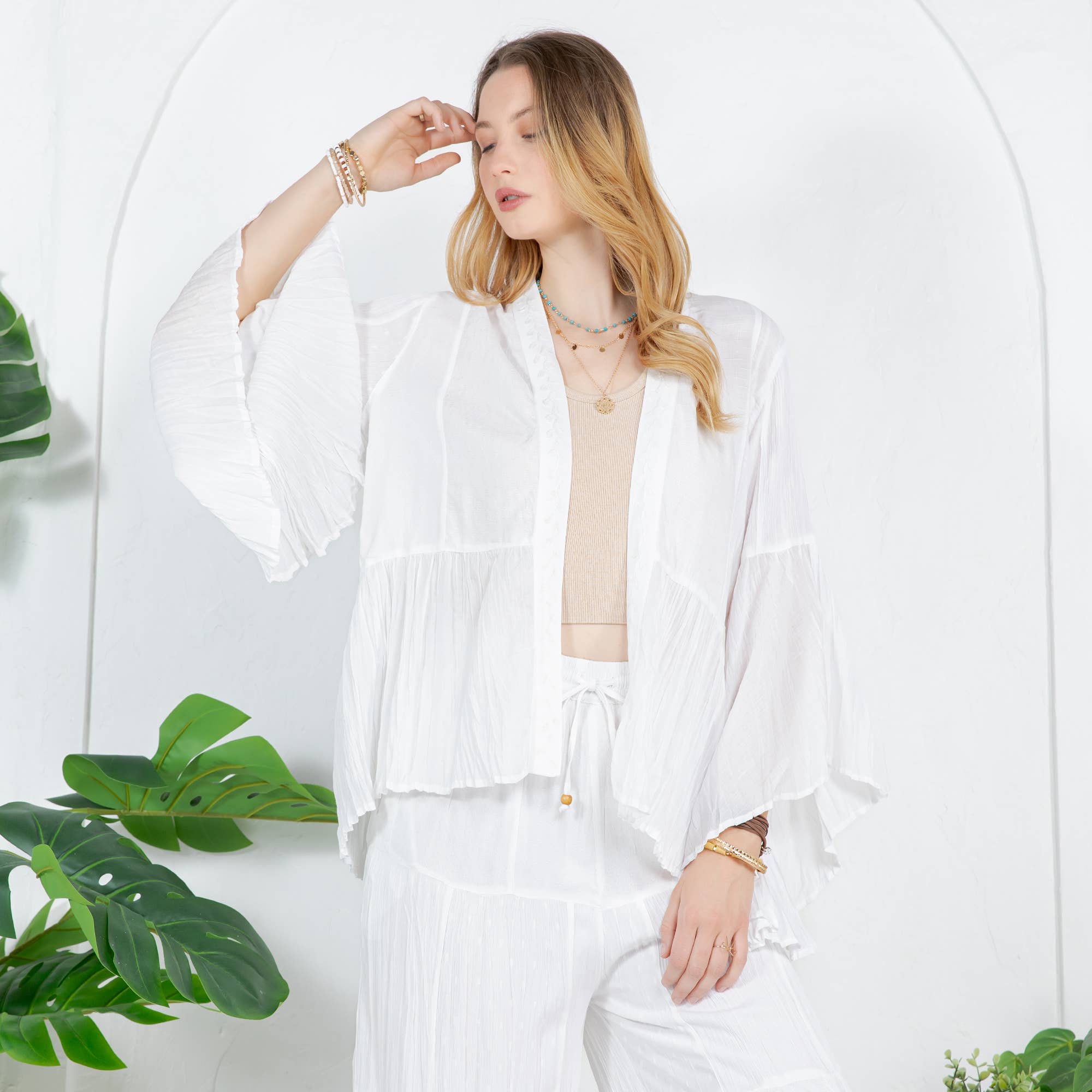 Young Threads - Wholesale Kimono - Women's - Elegant Kimono-Inspired Frill Shrug - New Style7