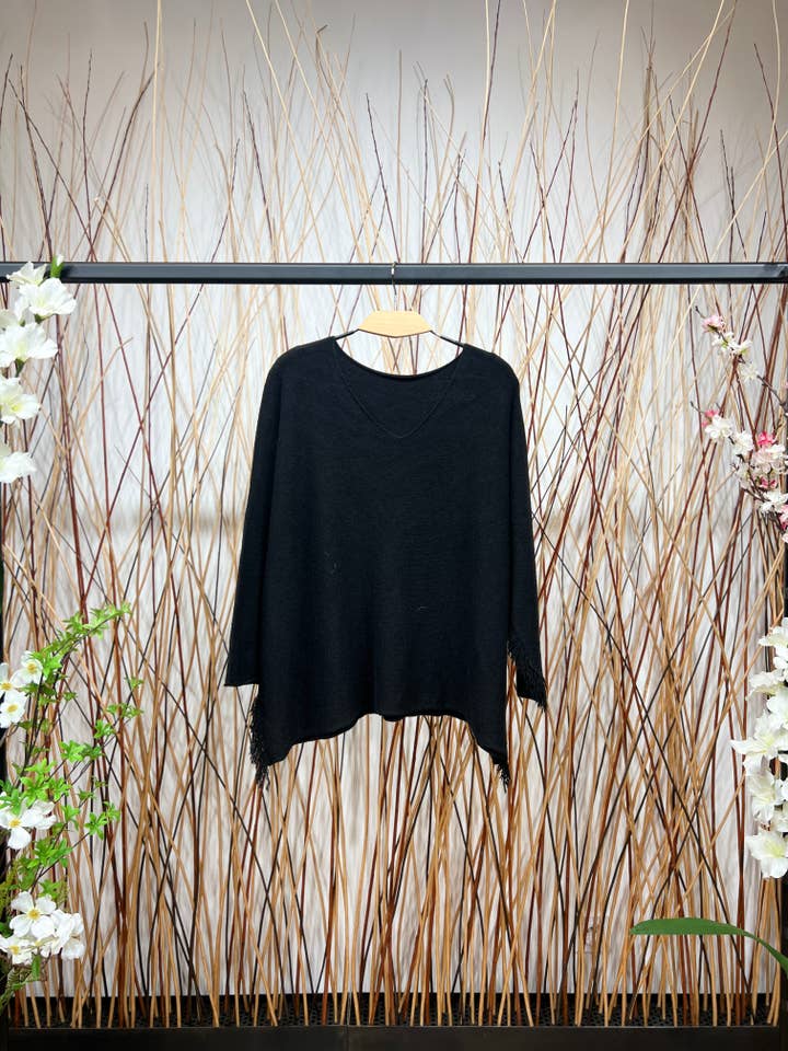 L'Emotion - Wholesale Knit Sweater - Women's - Fringed Viscose Nylon Wide Neck Sweater7