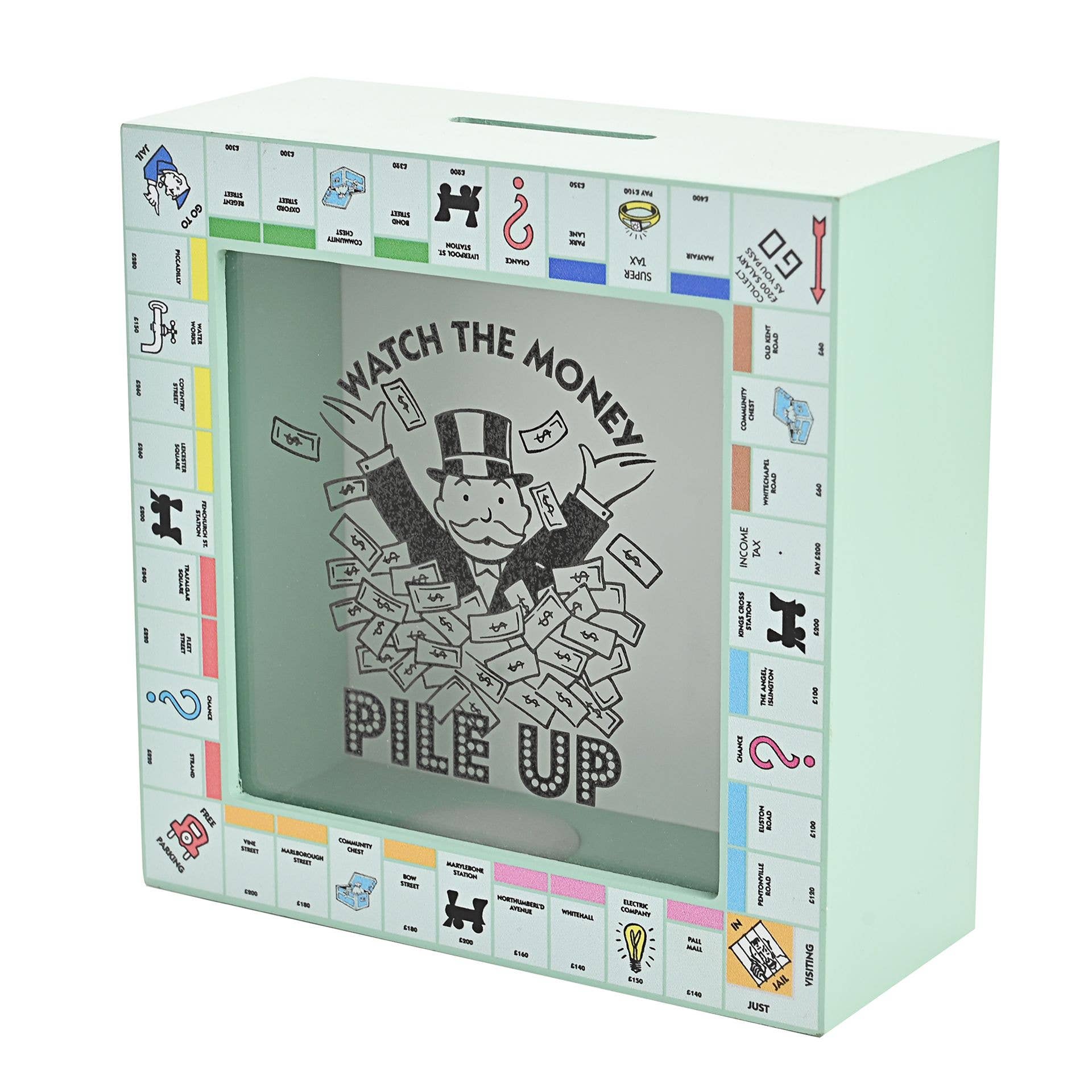 WIDDOP and Co. - Wholesale Money/Piggy Bank - Monopoly Wood and Glass Gameboard Money Box1