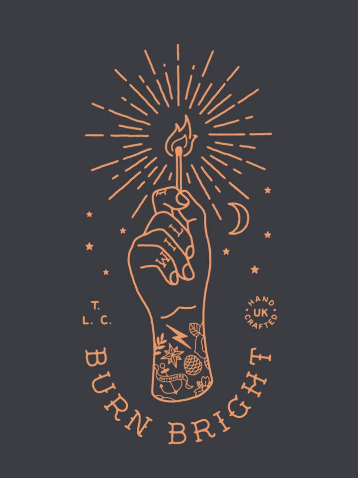 Zeefdruk 'Burn Bright' - The Level Collective voor wholesale door Printed by Us