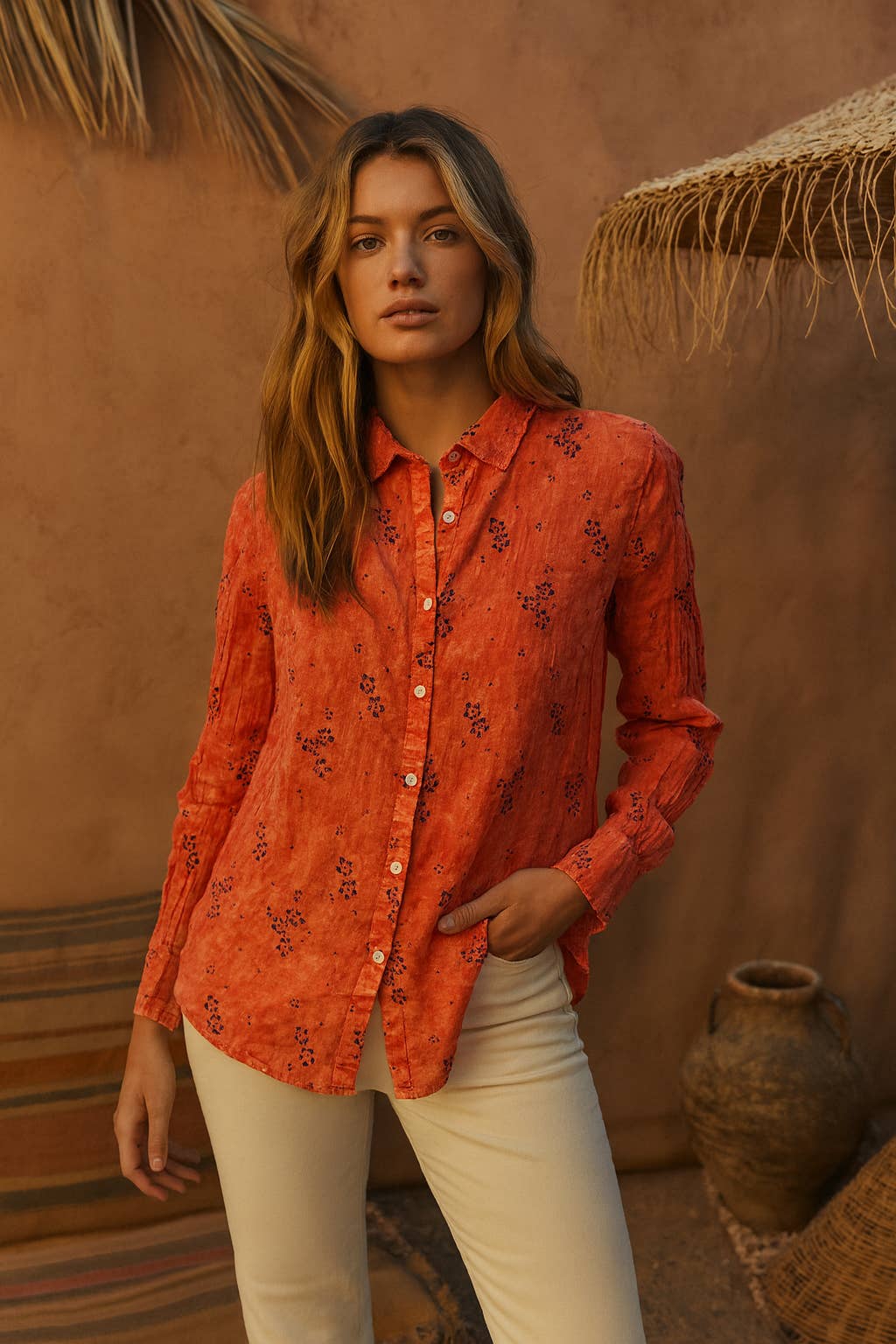 The Nu Vintage - Wholesale Button Down Shirt - Women's - The Coral Bloom Shirt