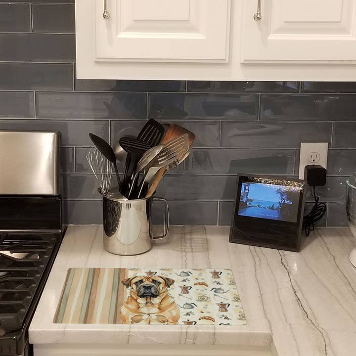 Apricot English Mastiff Coffee Bar Cutting Board WDK7424 for wholesale by Caroline's Treasures