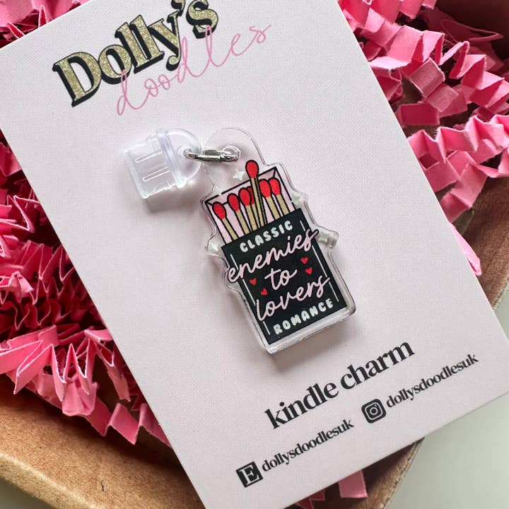 Dolly’s Doodles – wholesale Individual charm/pendant – Kindle Charm -Enemies Romance Trope Book Club Reading Gift2