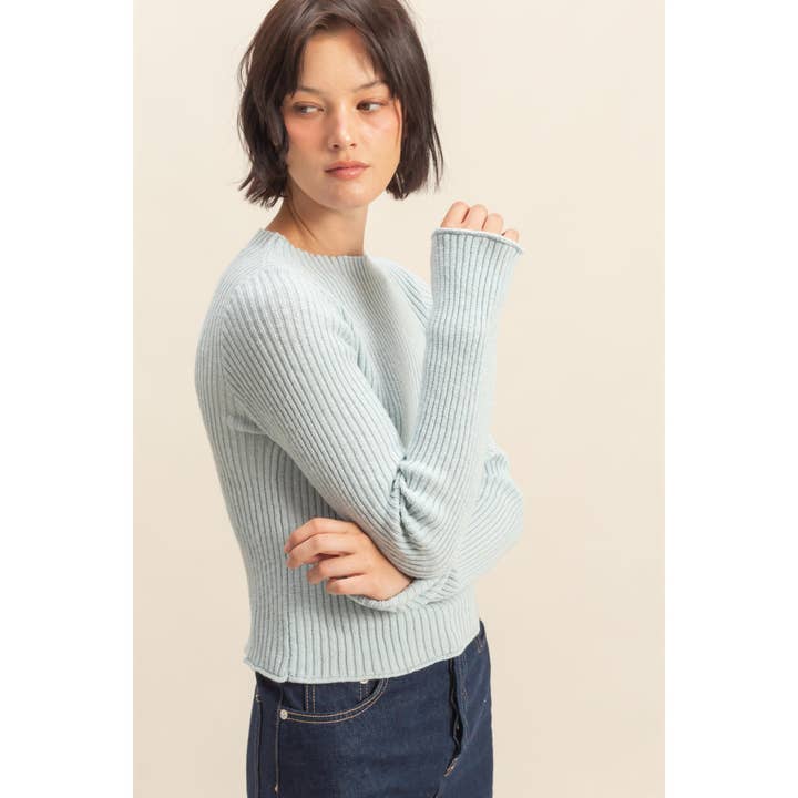 HYFVE - Wholesale Knit Top - Women's - Sleek Mock Neck Ribbed Knit Top2