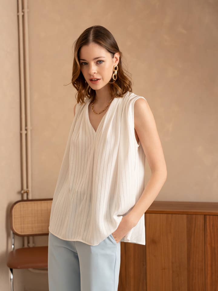 LULUMARY – Blusa - Mulher por atacado – Top drapeado H71314