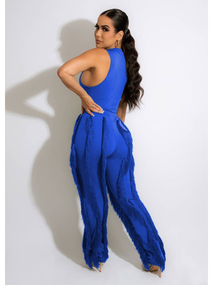 MB Fashion Wholesale - Wholesale Top & Pant Set (NOT Loungewear) - Women's - MB FASHION Sleeveless Fringe Tank Top and Pants Set 220LY15