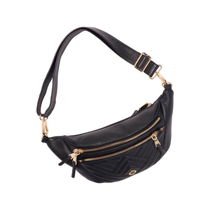 Murphy Black Leather Bum Bag for wholesale by KeriKit