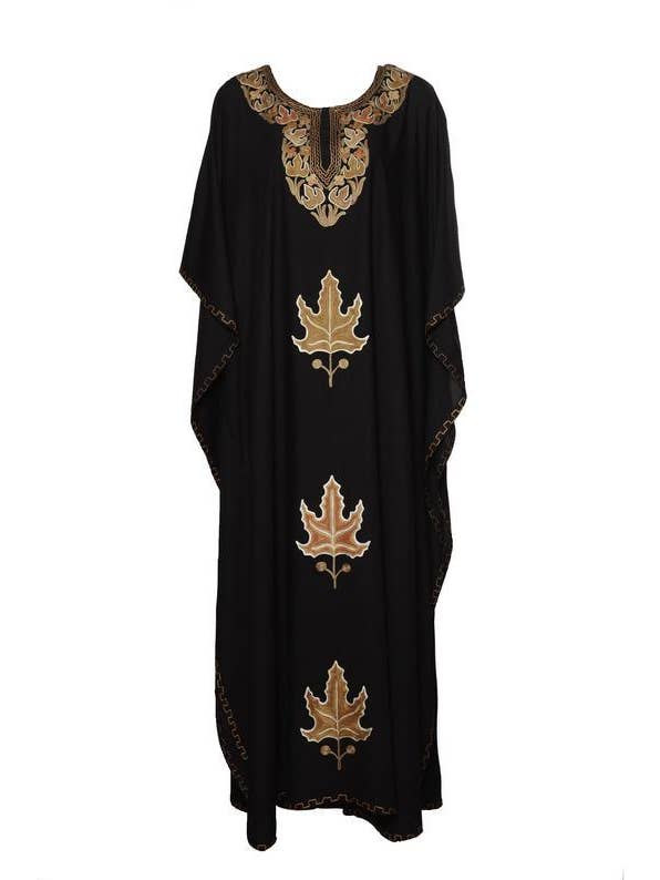 Kaftan kjole (sort med røde blade) for engroshandel hos Bluestar