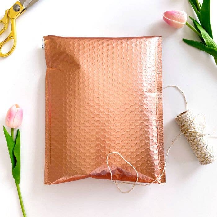 Eleven Fashion - Wholesale Envelopes - 8.5x12 Rose Gold Metallic Poly Bubble Mailers