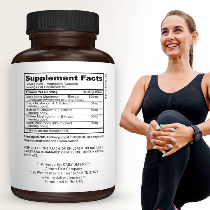DAILY DEFENSE - Wholesale Oral Supplement/Vitamin - LION'S MANE Mushroom Complex w/Chaga Maitake Reishi Shiitake1
