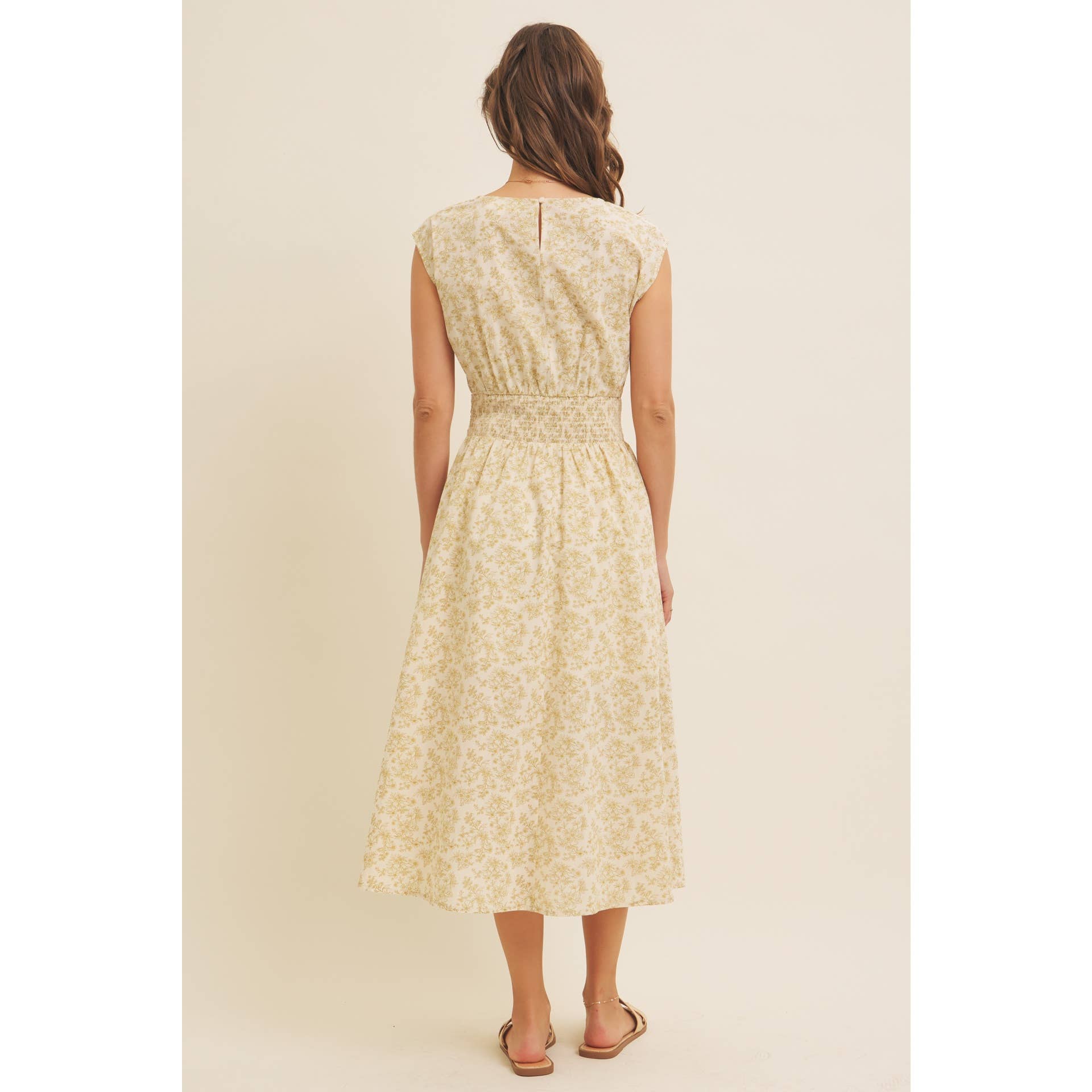 in february - Wholesale Dress - Women's - BOAT NECK PLEATED SLEEVELESS FLORAL MIDI DRESS8