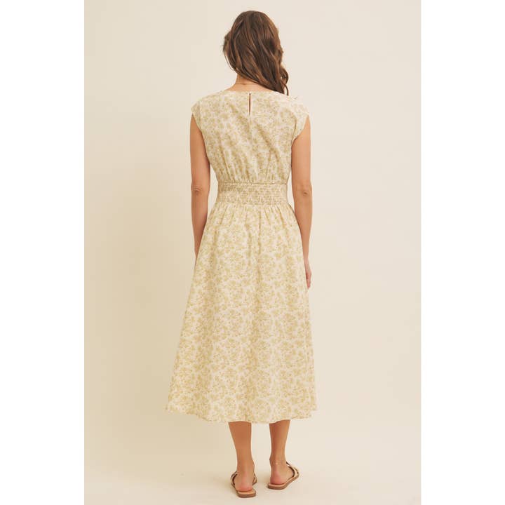 in february - Wholesale Dress - Women's - BOAT NECK PLEATED SLEEVELESS FLORAL MIDI DRESS8