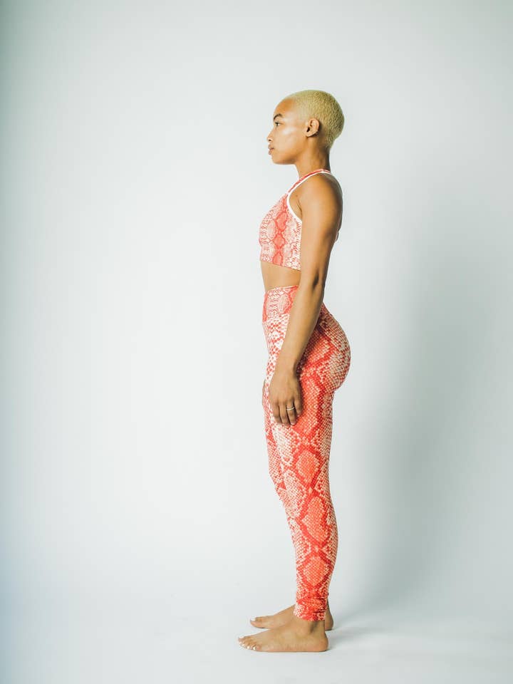 Orange 'Safi' Snake Print Yoga Leggings for wholesale by Zoezi Sport