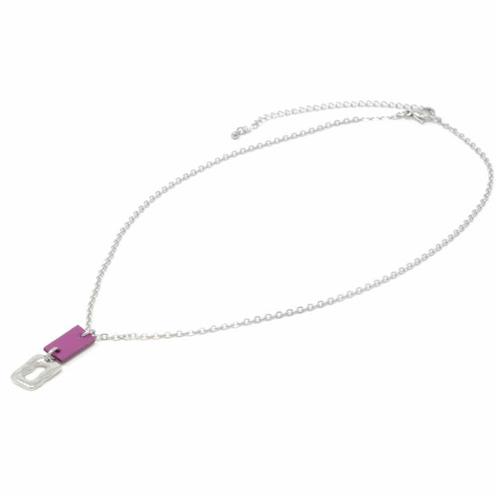 Short Necklace With Ring And Leather Detail Grape for wholesale by Sobo & Co Jewellery