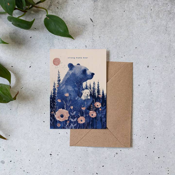 Botanopia USA - gifts , decor and cards for plant lovers - Wholesale Everyday Greeting Card - Strong Mama Bear | Mother's Day Card