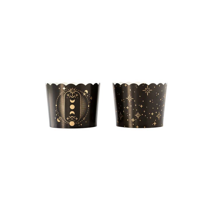 My Mind’s Eye - Wholesale Cupcake/Muffin Liner - Gold Foil Black Magic Cupcake Liners, 50 Cups