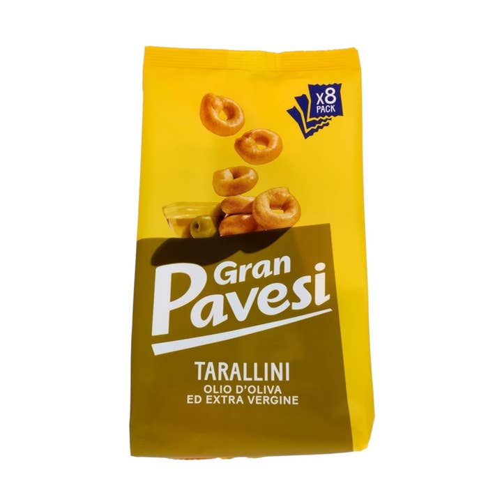Gran Pavesi Snack Tarallini Olive Oil and Extra Virgin, Without Palm Oil 8 Packets each 32g 256g for wholesale by Made in eatalia