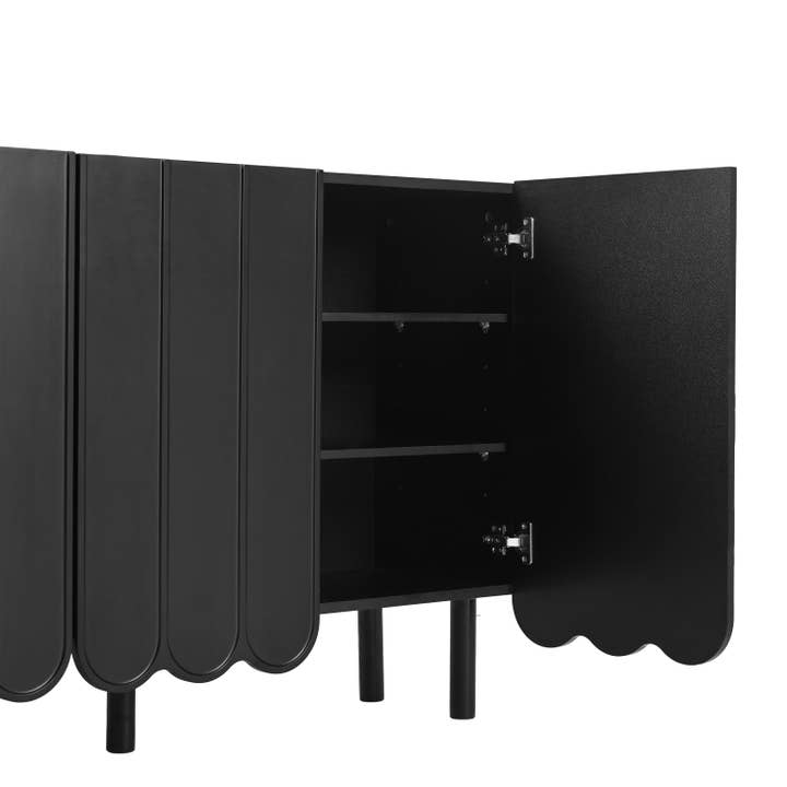 39F Inc. - Wholesale Cabinet - Minimalist Shoe Cabinet/Sideboard (Black/White, Wave Doors)14