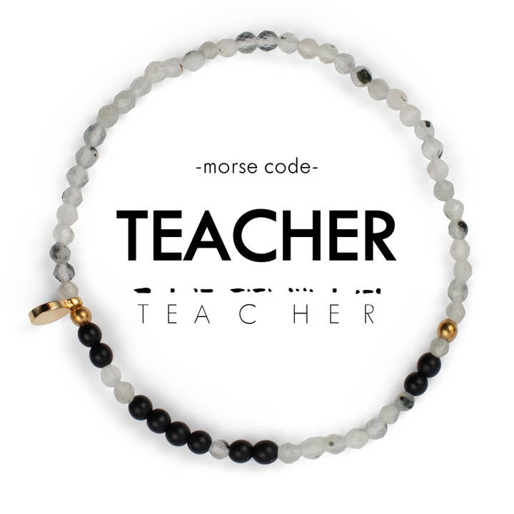 3mm Morse Code Bracelet | TEACHER for wholesale by ETHICGOODS