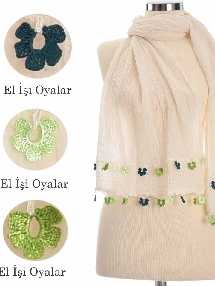 Cachecol Gradual Verde Bordado à mão por atacado de Dosimira