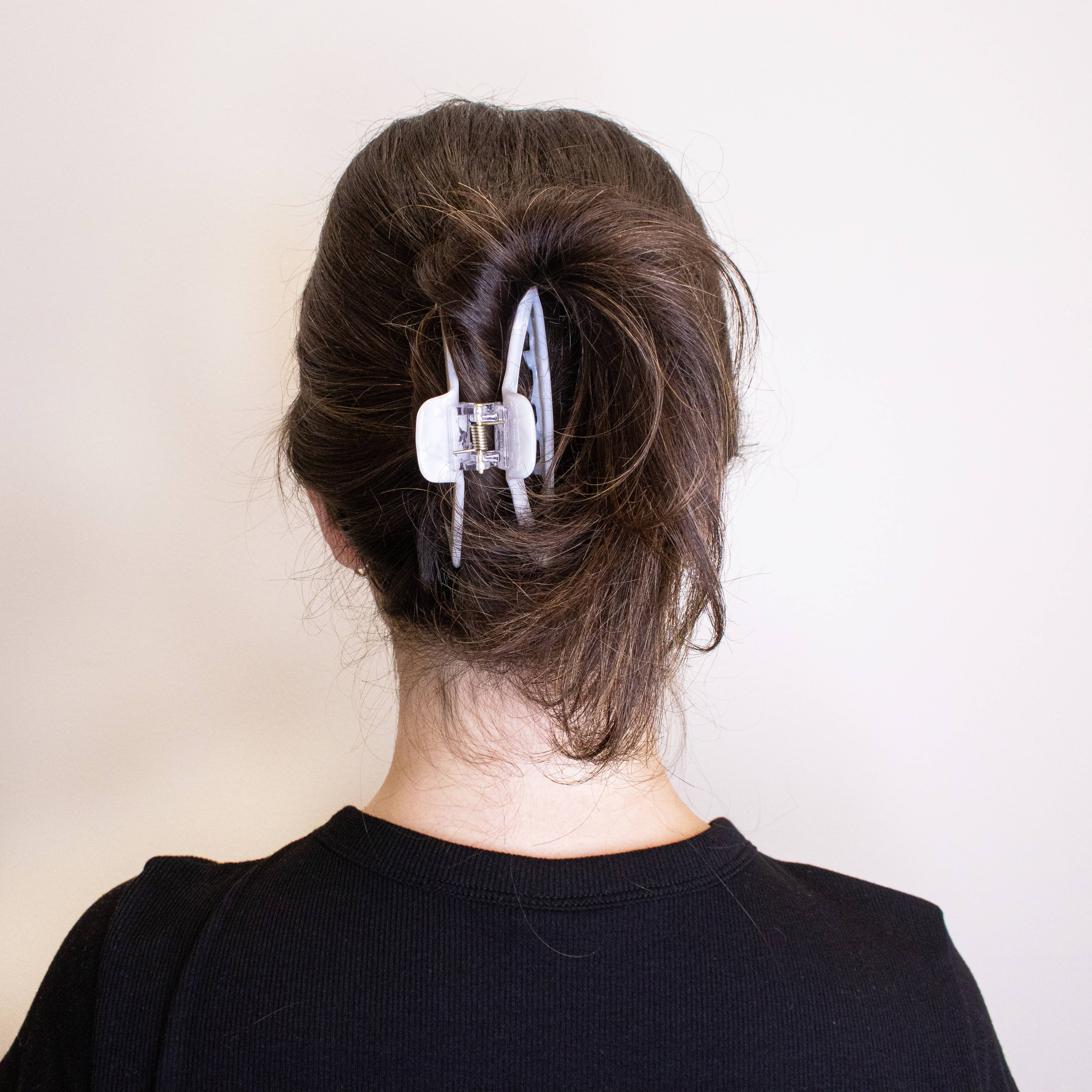 Frog Sac - Vente Pince à cheveux – femme - Pince à cheveux ronde écaille de tortue moyenne - Blanc3