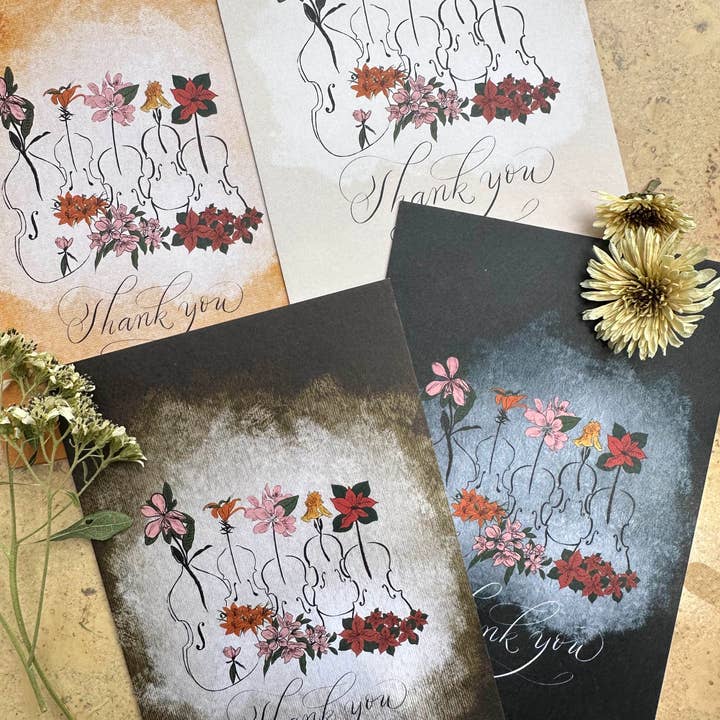 AVIVA TU LLC - Wholesale Stationery/Notecard Set - Notecards-Botanical Music Instruments19