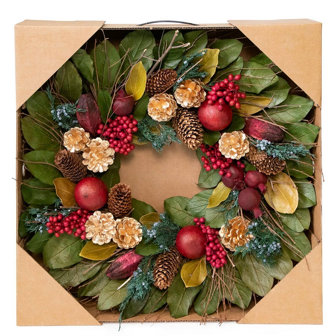 Andaluca - Wholesale Wreath - Golden Pinecone & Pomegranate Wreath4