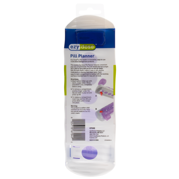 Apothecary Products LLC - Vente Pilulier - Pilules de voyage hebdomadaires Ezy Dose®8