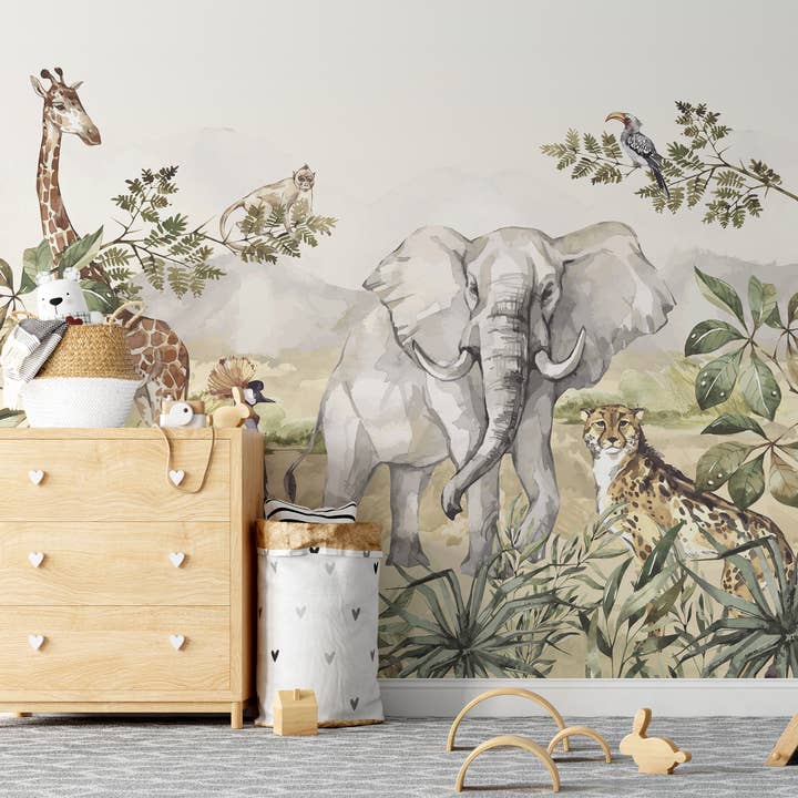 Walloha - Vente Décoration murale – enfant et bébé - Papier peint animalier - SAFARI ADVENTURE - Behang kinderkamer5