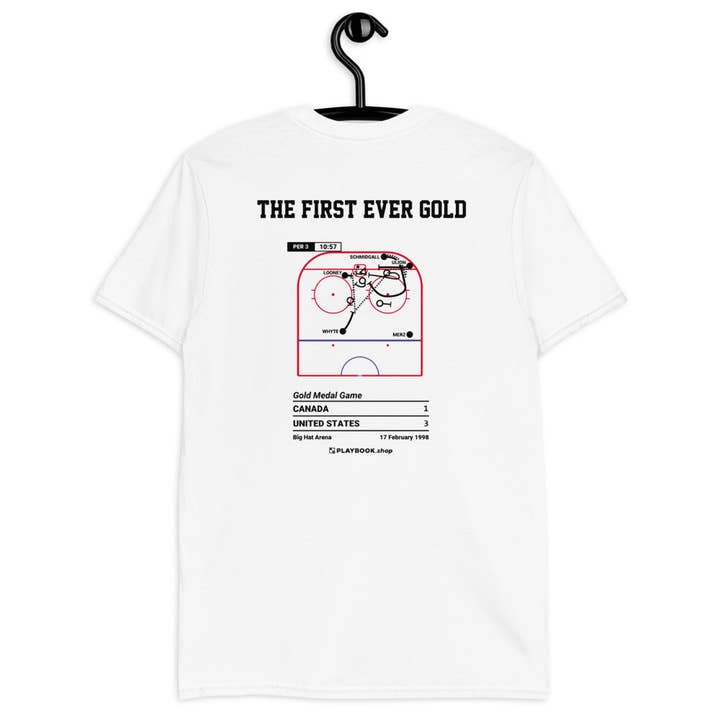 United States Women's National Hockey Team Greatest Goals T-shirt: The First Ever Gold (1998) for wholesale by Playbook Products