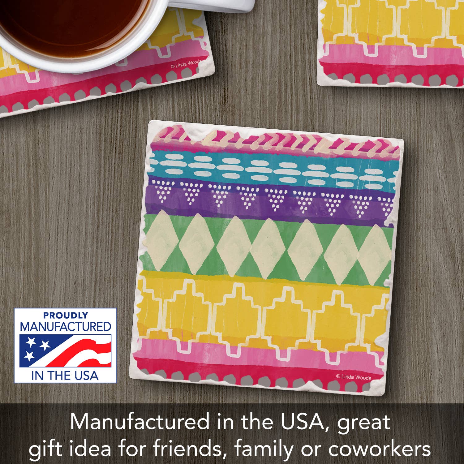 Conimar Promotions - Wholesale Coasters - "Color Fiesta" Single Tumbled Tile Coaster   6