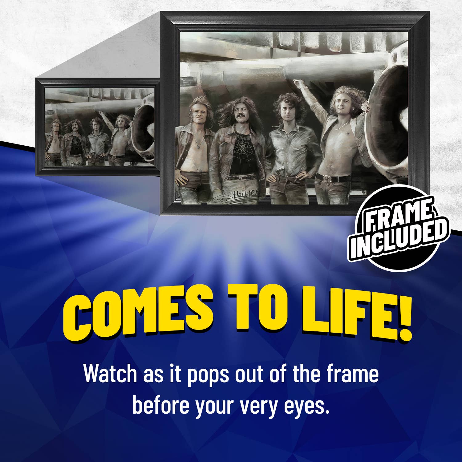 Lentics - Wholesale Art Print - Led Zeppelin Classic Rock Band Framed 3D Lenticular Art1