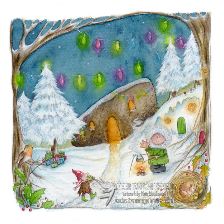 FreeRangeFaeries - Wholesale Art Print - Merry Christmas Hairy Bob! Square Signed Art Print