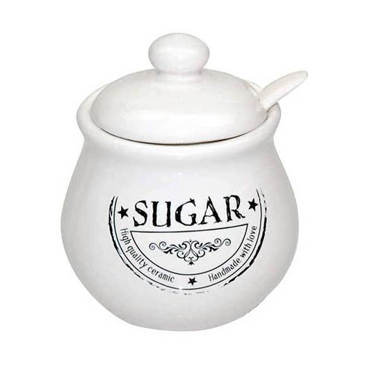 ZUCCHERIERA CERAMICA BIANCA BORDO per la vendita all'ingrosso da parte di Aktual / Dekora Import S.A