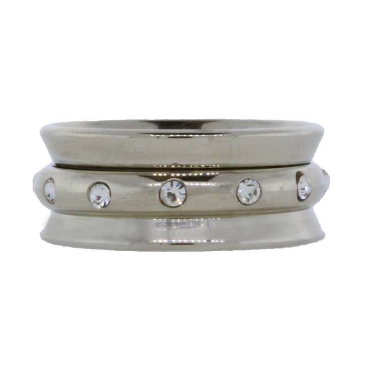 1928 Jewelry Crystal Anxiety Spinner Ring for wholesale by 1928 Jewelry