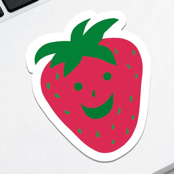 Autocollant en vinyle fraise mignonne pour la vente par Rock Scissor Paper