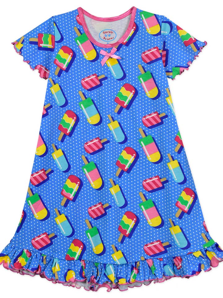 Sara's Prints Girls Short Sleeve Nightgown 1503-POP POPSICLE for wholesale by American Widgeon