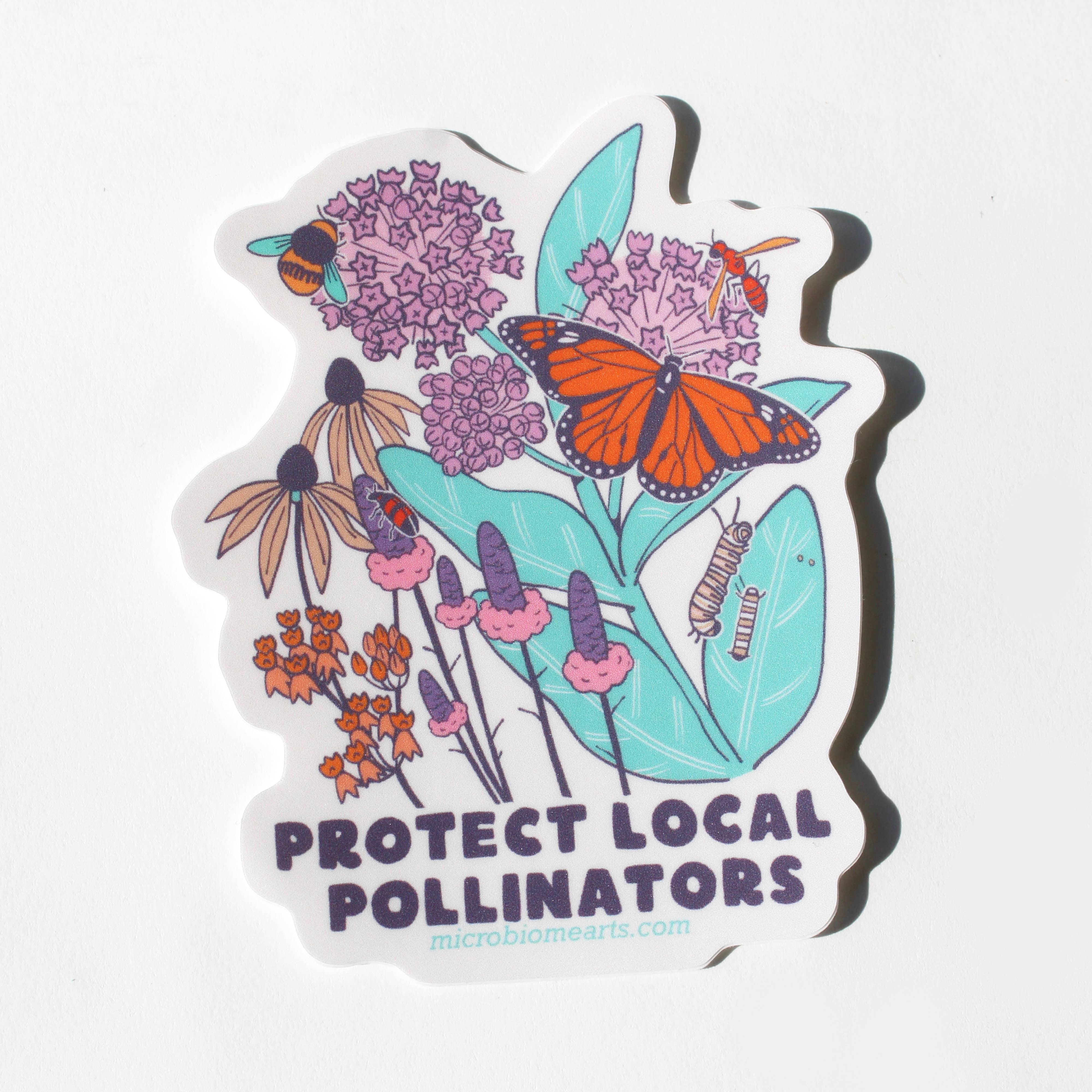 Microbiome Arts - Wholesale Sticker - Protect Local Pollinators 3” Sticker 3