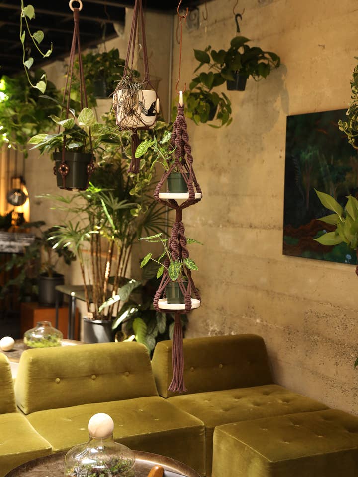 Double Plant Hanger - Dark Brown Color for wholesale by Soul of the Party