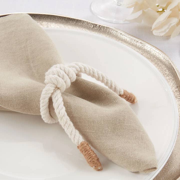 Fennco Styles – wholesale Napkin ring – Ivory Knotted Rope Napkin Ring