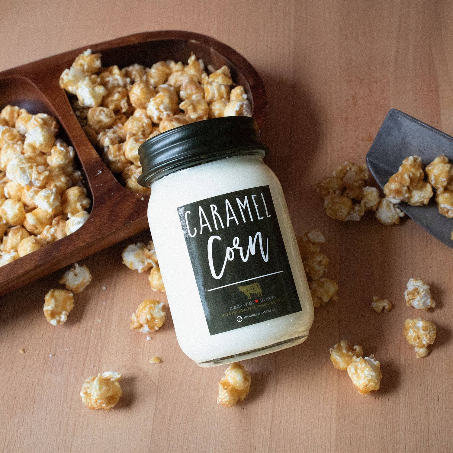 Milkhouse Candle Company - Wholesale Jar/Filled Candle - 13 oz Mason Jar Fall Candle: Caramel Corn4