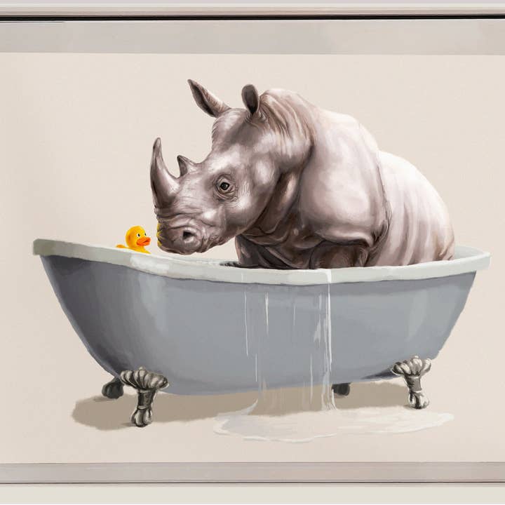 Rhino Bathtub Animal Bathroom Wall Decor for wholesale by Fasanian Artistry