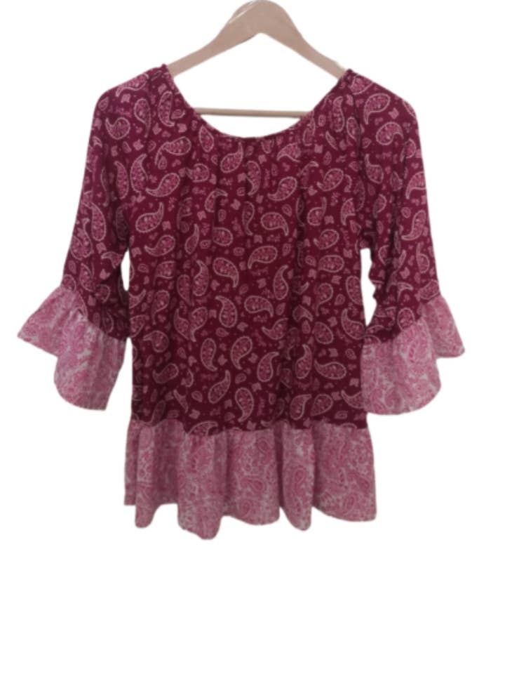 MLT Ladies Woven Top in Paisley Print(LMA-3110) for wholesale on Faire