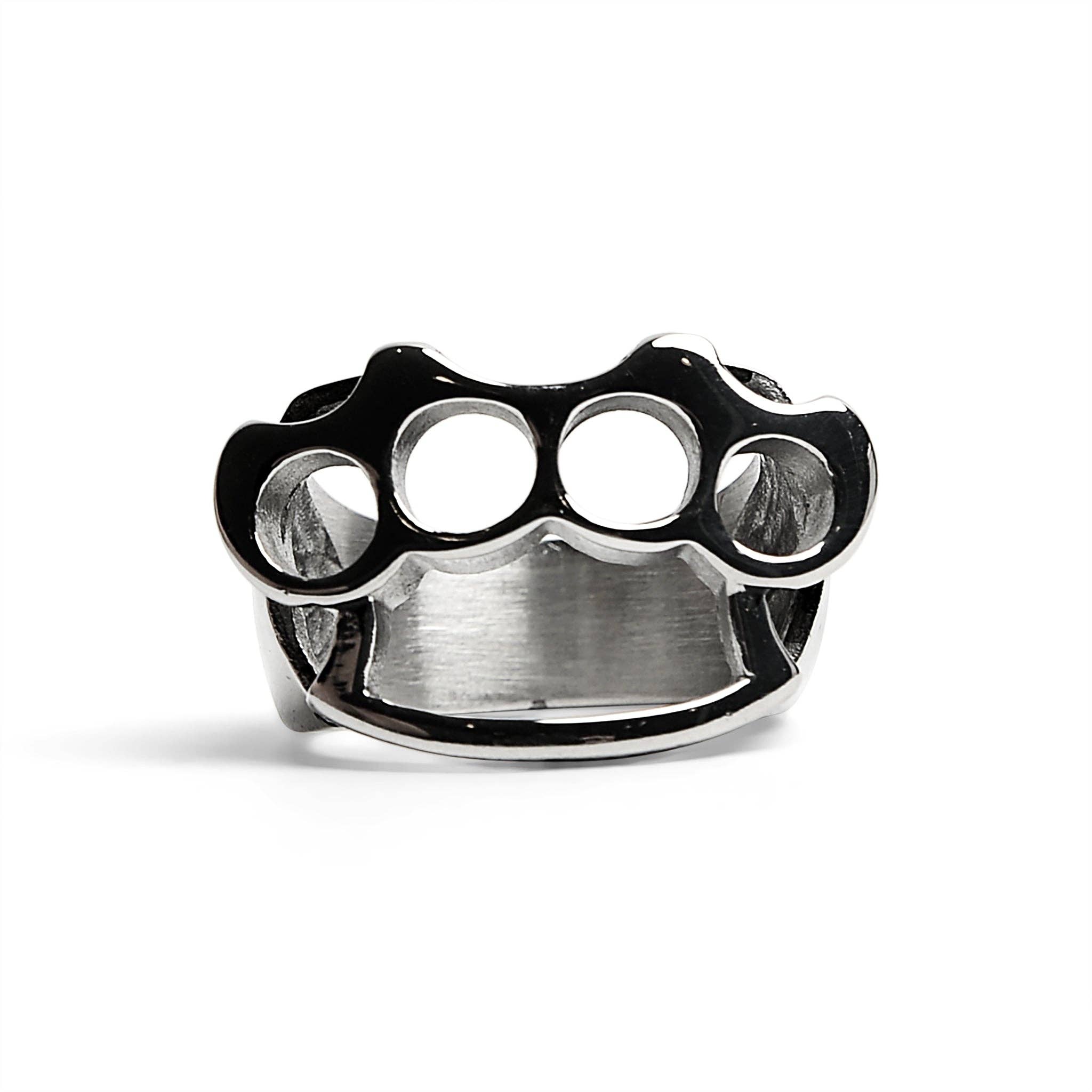 WJW - Wholesale Cocktail/Statement Ring - Stainless Steel Polished Knuckle Duster Ring6