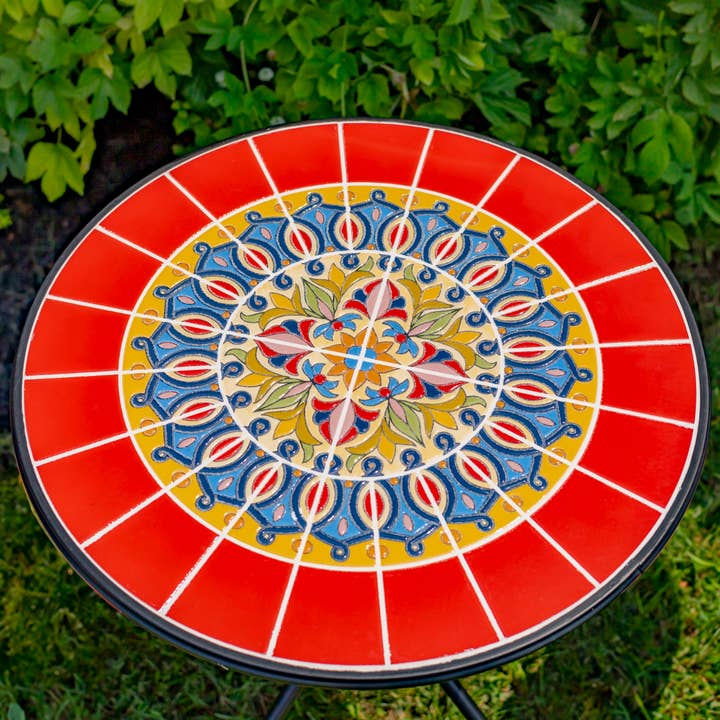 Zaer Ltd. International - Wholesale Patio Set - "Paris" Round Mosaic Chair and Table- 3PC/Set