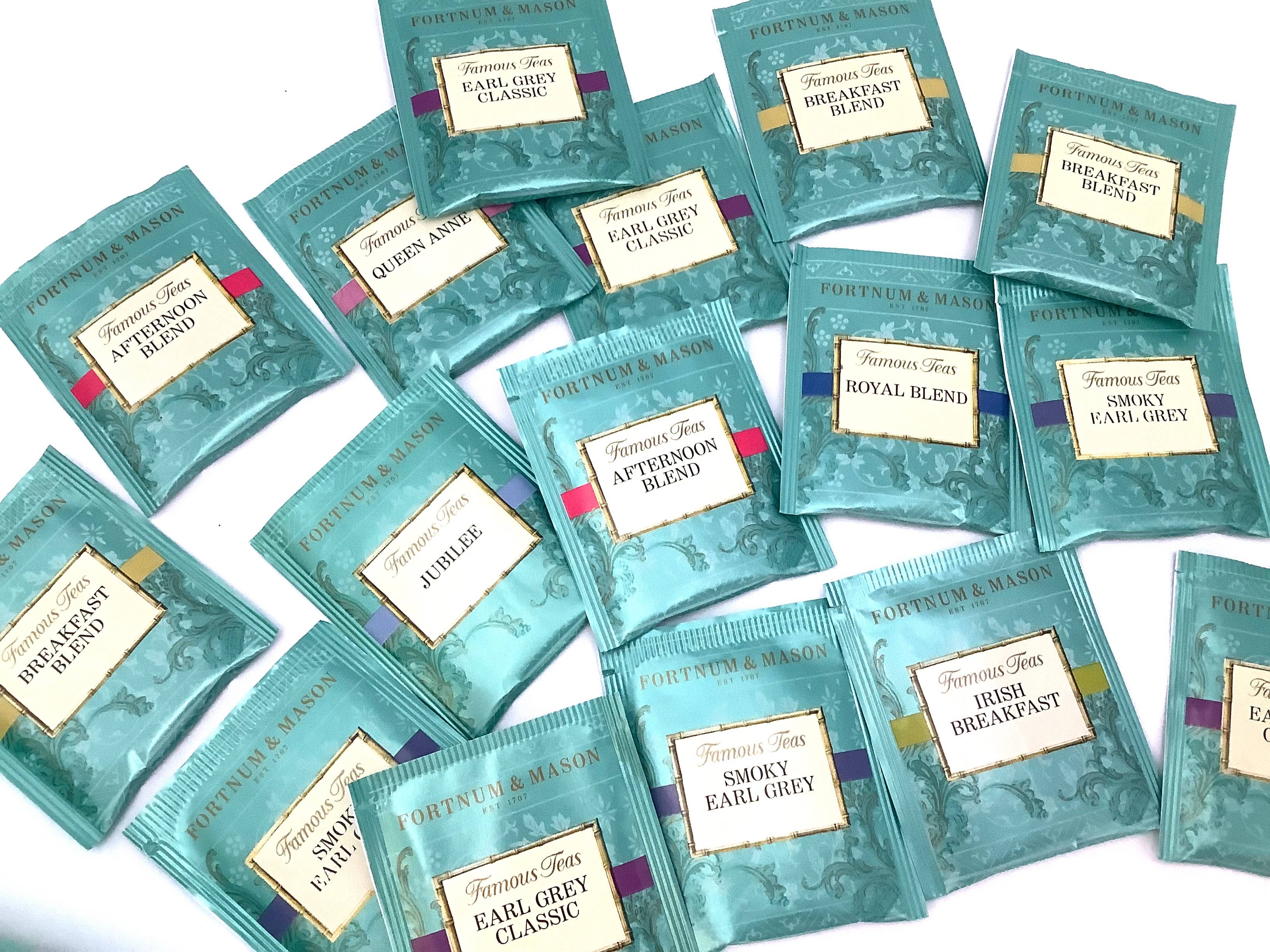 All Little Cute Things – Engroshandel Teposer – Fortnum Mason te-sortiment med forskellige varianter, britiske tebreve